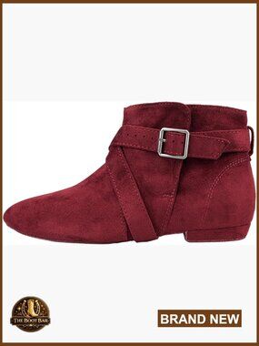 Women's Ankle Booties Dual Closure Suede Sole Dance Shoes